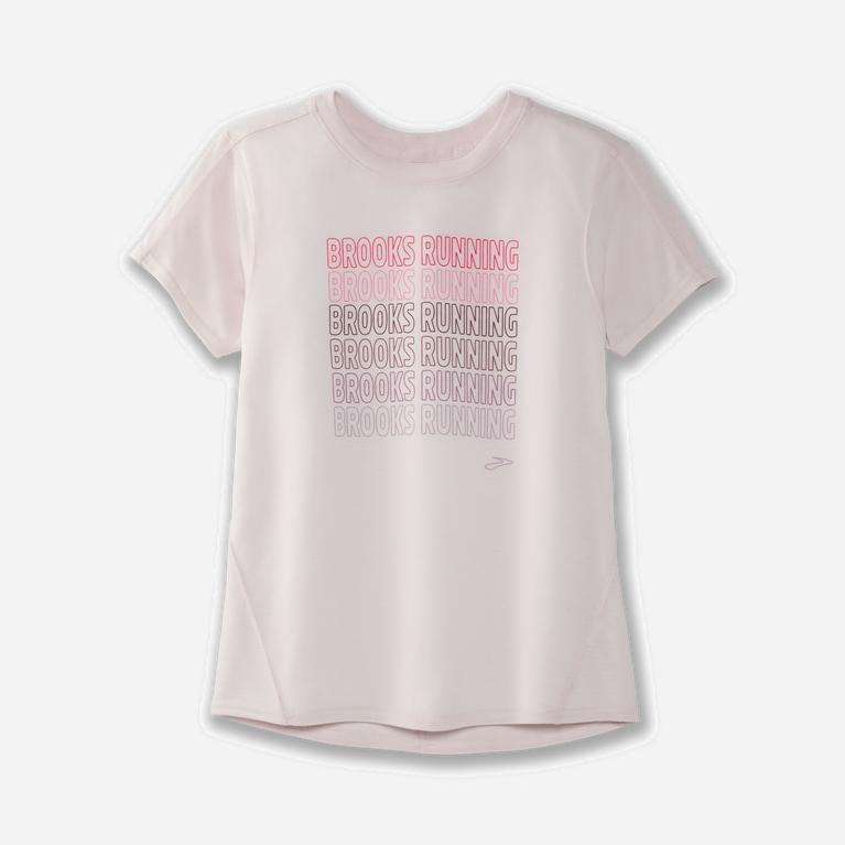 Brooks Distance Graphic - Camisetas Manga Corta Mujer - Rosas (CU6129537)